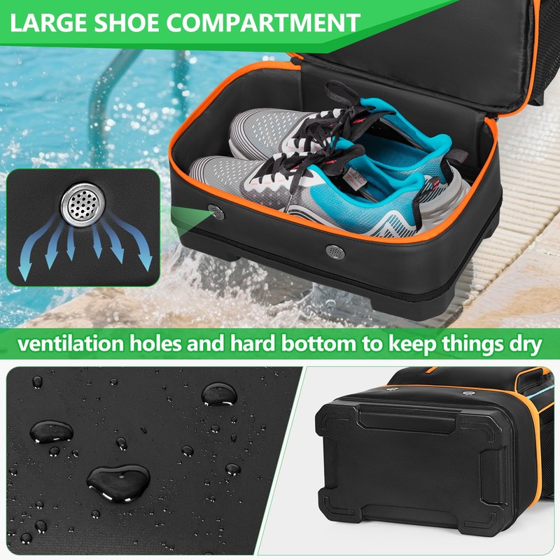 Smasrob 35L Swim Bag with Hard Shoe Compartment and 2