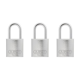 ABUS Silver 72/30 Lockout Tagout Safety Padlock w/ 1" Shackle, 3 Pack, Keyed Alike, 3 Padlocks with 6 Keys