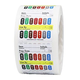 Removable Universal Labels for Food Rotation Use by Food Preparation Days of The Week Prep Date Stickers 2 x 2 Inch 500 Adhesive Removable Stickers