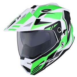 1Storm Youth Kids Dual Sport Dual Visor Motorcycle Motocross Off Road Full Face Helmet: HF802Youth Storm Green