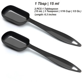 2 Pcs 1 Tablespoon(15 mL | 3 Tsp | 1 Tbsp | 15 cc | 1/2 oz) Stainless Steel Single Measuring Spoon, Long Handle Metal Measuring Spoon, Kitchen Gadgets for Cooking & Baking(Black)