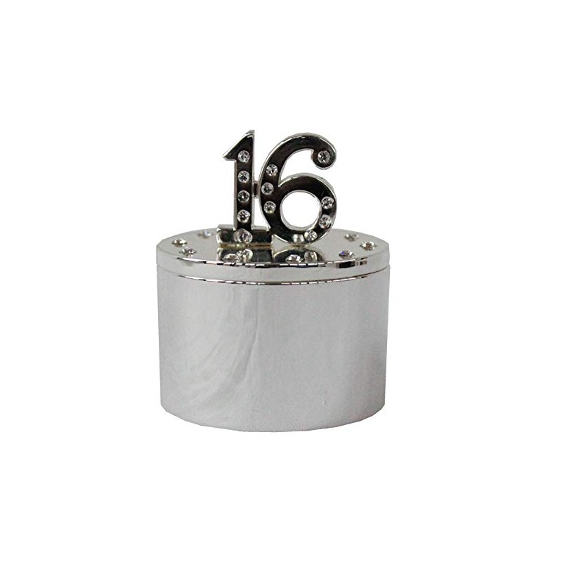 Milestones Silver & Diamante Trinket Box with Number Top -