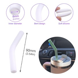 JXLMung 12Pcs Food Grade Silicone Straw Tips Reusable Rubber Straw Covers Black Flex Elbow Hydraflow Straw Replacement Tip for 5/16 Inch Wide 8MM Stainless Steel Metal Straws(black white pink)