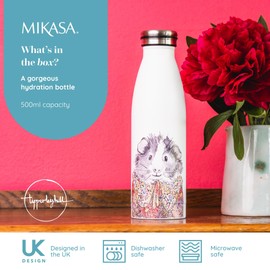 Mikasa Tipperleyhill Double-Walled Stainless Steel Bottle, 500 ml Vacuum Insulated Drinks Bottle Keeps Drinks Cold and Hot, BPA-Free Stainless Steel Bottle with Guinea Pig Print