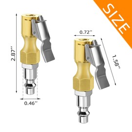 Air Chuck with Clip Tire Inflator Compressor with Clip Closed Flow Lock Brass Tire Chuck Hose Connect Accessories Heavy Duty Inflator Gauge Compressor Accessories Locking Tire InflatorAdapter Connect