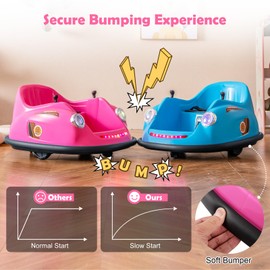 Costzon Bumper Car for Toddler, 12V Electric Kids Ride on Bumper Car with Remote Control, 360 Degree Spin, LED Lights, Music, Battery Powered Baby Bumping Toy Gift for Toddlers 2-5 Years Old (Pink)