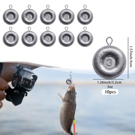 10pcs Sinkers Fishing Weights Coin Disc Sinker Fishing Sinkers Weights for Saltwater Trolling Catfishing Weight Sinker Fishing Tackle Gear (E-3oz-10pack)