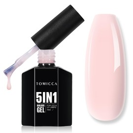 TOMICCA 5-in-1 Builder Gel for Gel Nails 15 ml Builder Nail Gel, UV/LED Gel Nails Gummy Base, Nail Gel for Nail Extension Repair, Nail Strengthening, Nail Design (Light Pink)