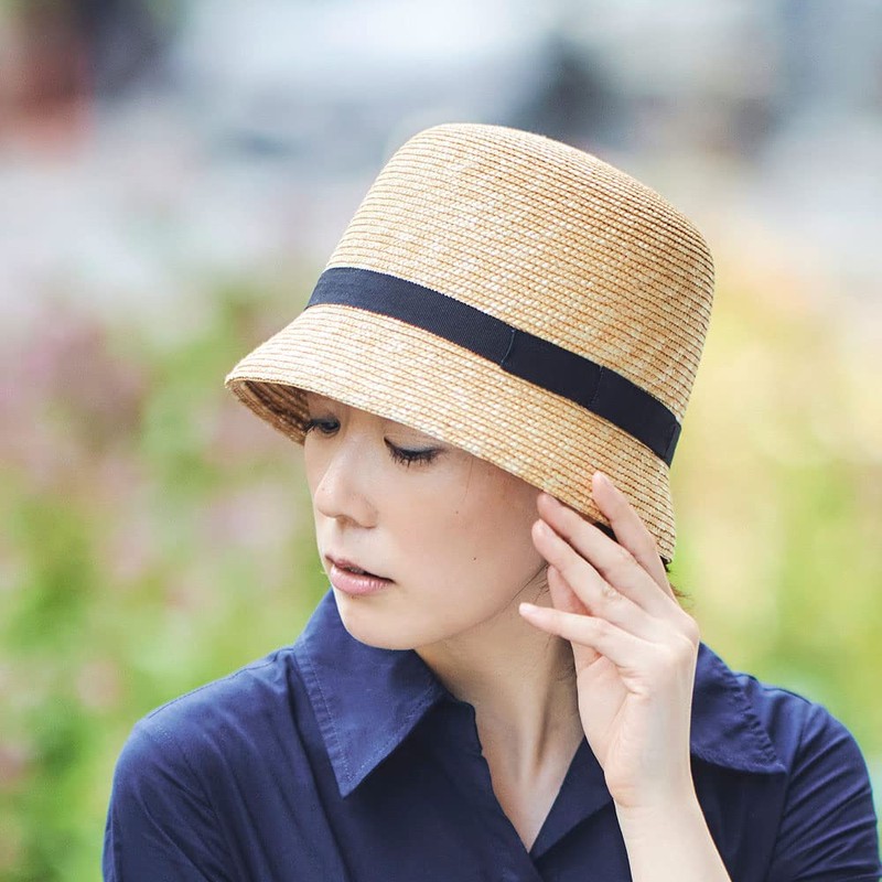 Tanaka Hat UK-H113 Straw Mini Casablanca, Natural × giclee ribbon