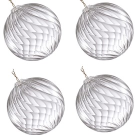 4-Pack Bubble Blown Glass Light Fixture Replacement Shades, Dia 4.8" Ribbed Swirled Clear Globe Lampshades for Chandelier, Pendant, Ceiling Lights