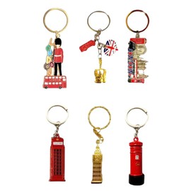 London Landmarks Keychain Set - 10-Piece Collection of Iconic British Symbols - Durable Metal Key Rings with Union Jack, Red Bus, Big Ben - Perfect England Souvenirs and Gift