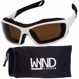 WYND Blocker Polarized Riding Sunglasses Extreme Sports Wrap Motorcycle Glasses (White/Amber)