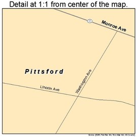 Large Street & Road Map of Pittsford, New York NY - Printed poster size wall atlas of your home town