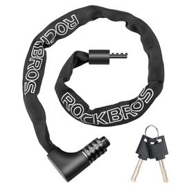 ROCKBROS Heavy Duty Anti-Theft Bike Lock - 3.2FT Security Bicycle Chain Lock with Resettable Combination and 2 Keys for Bikes, Motorcycle, Door, Gate, Fence, Grill