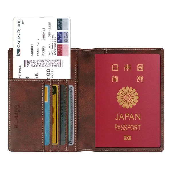 Fintie Passport Case Holder Travel Wallet Anti-Skimming Safe Overseas Travel Luxury PU Leather Passport Cover Multi-functional Storage Pocket Business Card Credit Card Air Ticket Air Ticket (Dark