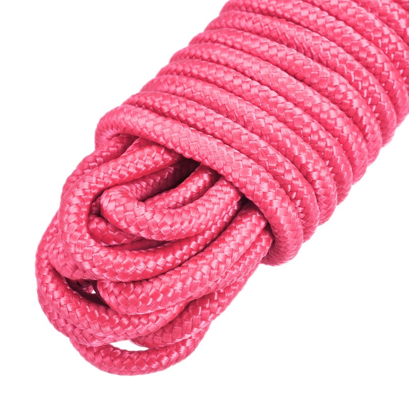 sourcing map Polypropylene Rope Braid Cord 12M/39.4ft 1/4" Pink for