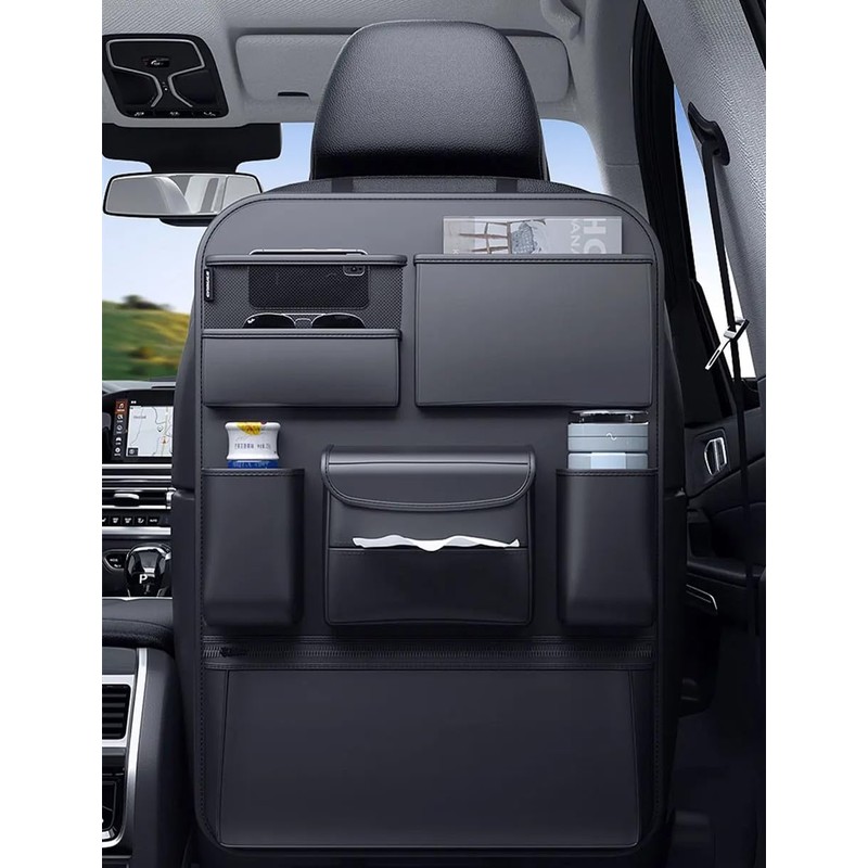 Leather Car Backseat Organizer, Rear Seat Storage Pocket, Car Seat