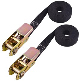 I'm so happy Load Tightening Belt, Ratchet, Small, Lashing Belt, Tie-Down Belt, Roof Belt, Black, Set of 2 (5 m)