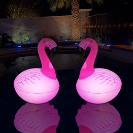 Cootway Floating Pool Lights Pack of 2, Solar Flamingo Pool Lights Waterproof, Glow in The Dark Solar Floating Pool Lights, Inflatable Floating Lights for Pool Wedding Party Decorations