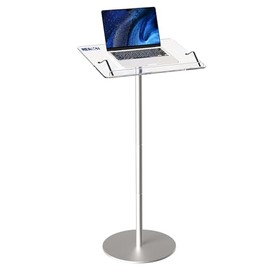 RexTact Acrylic Podium Stand, 43"H Portable Lectern with Adjustable Features, Sleek Metal Base for Events, Training Sessions, and Sermons