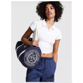 Victoria's Secret NEW Victoria's Secret LOVE PINK Canvas Duffle Gym Tote Large Overnight Bag Blue