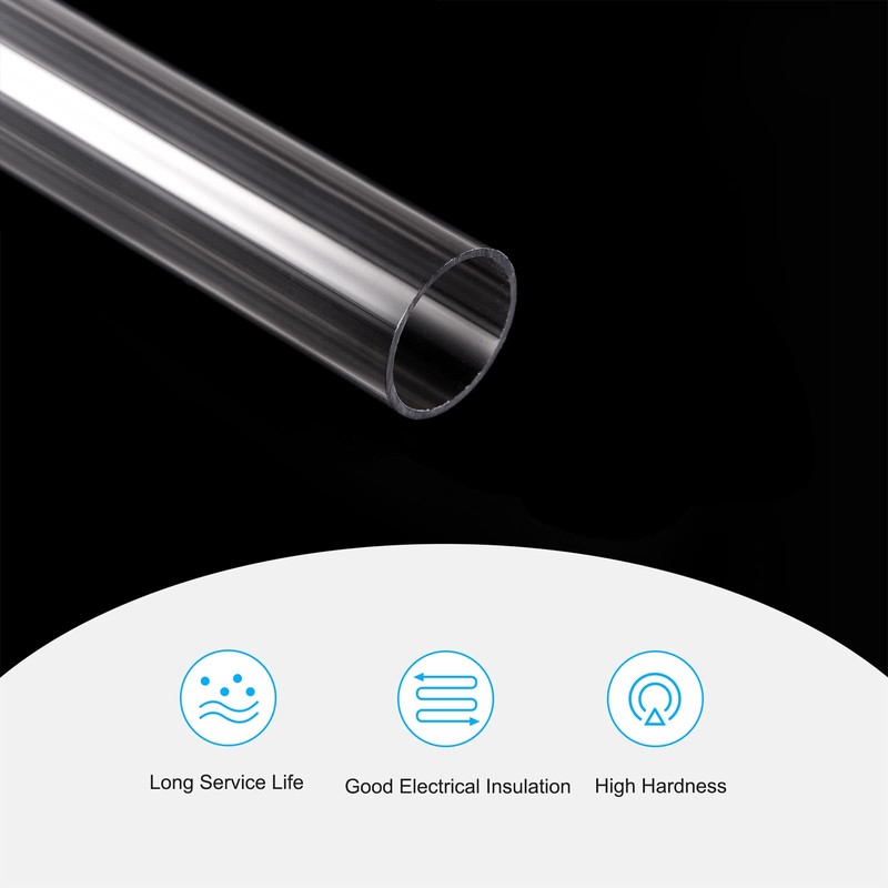 MECCANIXITY Plastic Pipe Rigid Polycarbonate Round Tube Clear 0.7"(18mm) ID