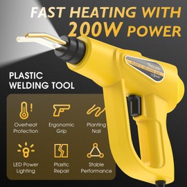 TOOLIOM 𝟐𝟎𝟎𝐖 𝐏𝐨𝐫𝐭𝐚𝐛𝐥𝐞 Plastic Welder, Plastic Repair Kit,110V Plastic Weld Kit,Plastic Welding Gun,𝟖𝟎𝟎𝐏𝐂𝐒 Plastic Welding Staples Bumper Repair Kit,Plastic Stapler for Plastic Repair