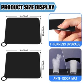 Yinkin 6 Pcs Drain Covers to Keep Bugs Out Silicone Shower Floor Tub Stoppers Bathtub Drain Stoppers Sewer Anti-Odor Mats Deodorizing Plugs for Bathroom(6 x 6 Inch,Square,Black)