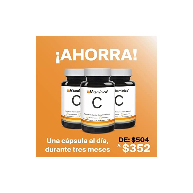 VITAMÍNICA Vitamina C 300mg 90 Cápsulas Antioxidante 90 Días