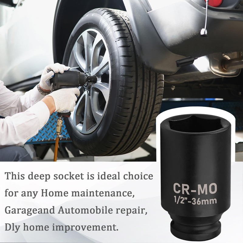 36MM Socket Socket 1/2 Inch Drive 6 Point Extra Deep