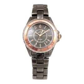 Technos T9C24PE Men's Quartz Watch, 100th Anniversary Model, Ceramic, Scratch Resistant, Lightweight, Calendar, D-Buckle, Gunmetal Tone, Metallic Gray Tone, Pink Gold, Everyday Use, Business, Stylish