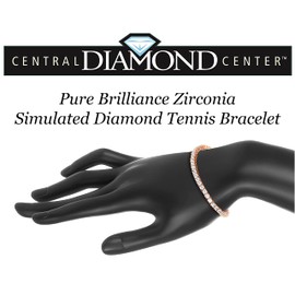 NANA Silver Pure Brilliance CZ Tennis Bracelet- 8" - 5.0mm-18.50cttw Equivalent Diamond Weight-Rose Gold Plated