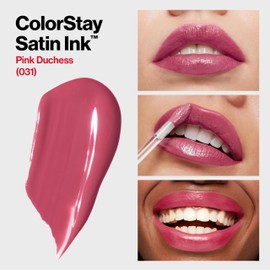 REVLON REVLON ColorStay Satin Ink Crown Jewels Liquid Lipstick, Longlasting & Waterproof Lipcolor, Moisturizing Creamy Formula Infused with Black Currant Seed Oil, 031 Pink Duchess, 0.17 fl oz.