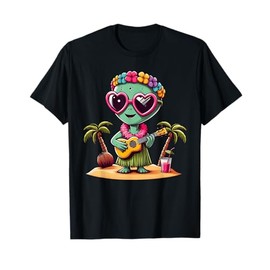 Funny Alien Hawaiian Costume Kids Summer Vacation Alien T-Shirt