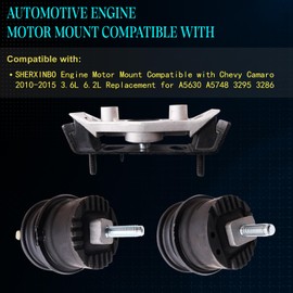 SHERXINBO Engine Motor Mount for Chevy Camaro 2010-2015, 3.6L Manual Trans 6.2L Automatic Trans, Compatible with A5630 A5748 3295 3286