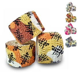 POWER BEAST 3 x Tape Cross Fit Camouflage Colour, 3 Rolls Hook Grip Tape, Sports Tape, Protection for Thumb and Fingers, Elastic Cotton, Sweatproof and Breathable, for Weightlifting (Brown Camouflage)