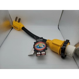 Camco Power Grip 18 Dogbone Power Locking Adapter w Handle Grip 50A M to Fem Locking