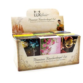 Luxflair Premium Incense Cones/Candles, Mix of 12 x 20 Pieces in XXL Large Pack Classic, Floral, Fruity, Christmas. Economy pack including cone holder.