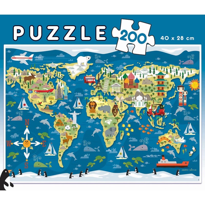 Educa 19292, World Map, 200 Piece Puzzle for Adults and