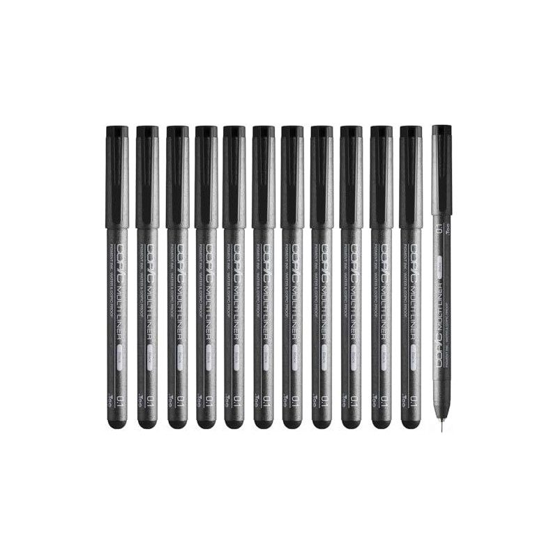 Too Copic Multiliner, Black, 0.004 inch (0.1 mm), Bulk Purchase