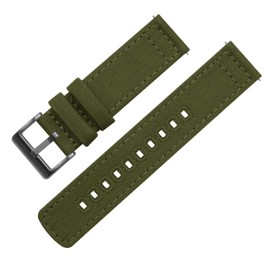 BARTON WATCH BANDS High Durability Canvas Quick Release Watch Band Straps, Army Green & Gunmetal Grey Buckle, 22mm