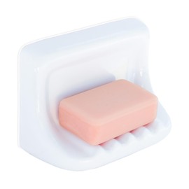 White Vintage Ceramic Soap Dish for Shower Wall,Retro Ceramic Soap Holder Porcelain Soap Tray for Home Bathtub Bathroom Sink Shower Wall-No Bumps on The Back, Surface Mounted