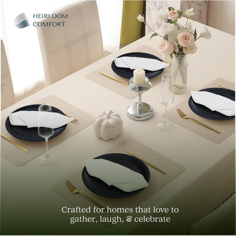 HEIRLOOM COMFORT White Cloth Dinner Napkins 17x17 Inch - 100%