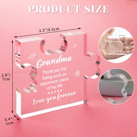 Funnli Grandma Gifts Acrylic Plaque with Sayings - Anniversary Mothers Day Birthday Gifts for Grandma from Grandchildren - 3.35 x 2.76 Inch Desk Decorations