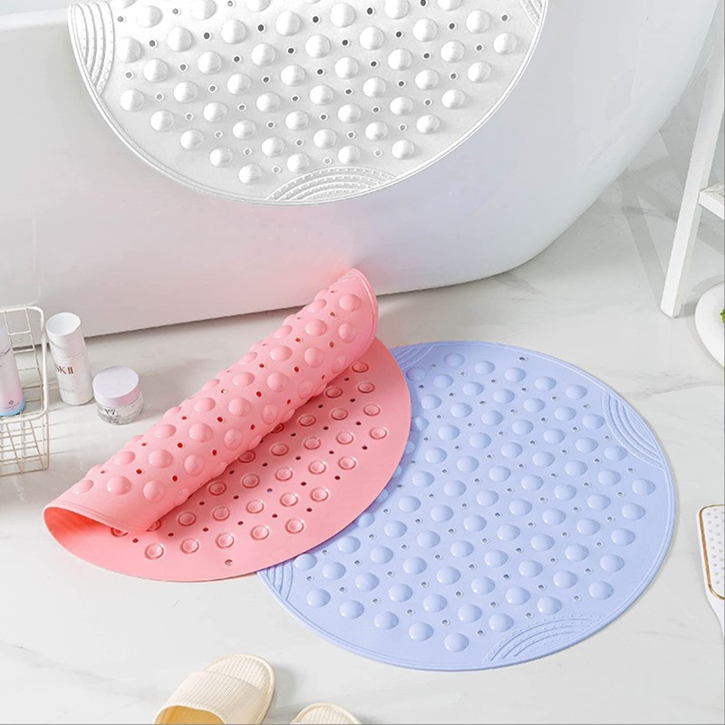 Circle Shower Mat,Round Non-slip Bathroom Mat With Suction Cup Smooth