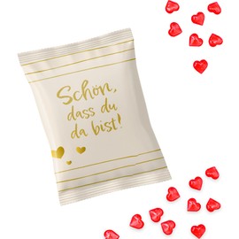 Logbuch-Verlag 10 Fruit Gum Bags "Schön dass du da bist" Gummy Bears Red Hearts Wedding Favour