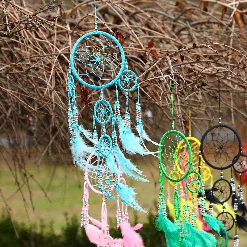 Pink Pineapple handmade dream catcher with silver beads, 12 cm