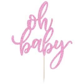 Qertesl - Decoración para tartas con purpurina, decoración para tartas de bebé, bautismo de bebé o decoración para tartas de fiesta Negro (rosa)