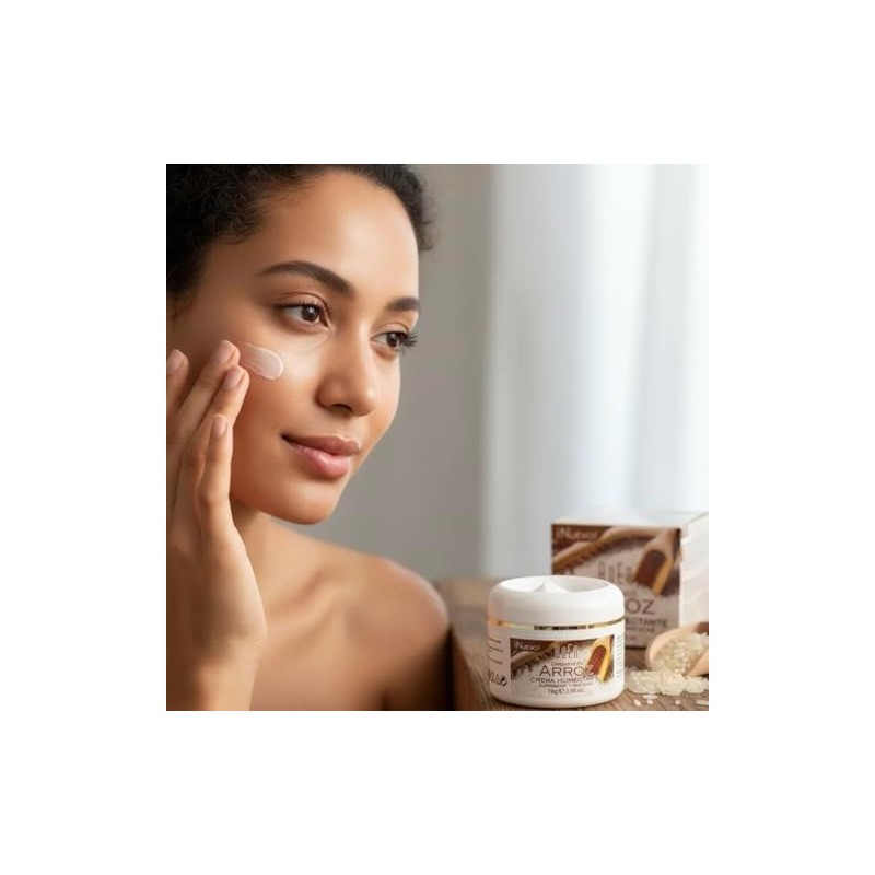 Crema Humectante Orgánica de Arroz, Iluminadora y Anti-Acné, 75g
