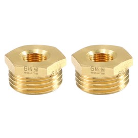 sourcing map Brass Pipe Hose Fitting 1/2 Male to 1/8 Female Thread Tube Adapter Nozzle for Liquid Oil Gas 2pcs
